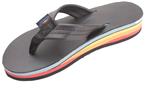 4 Layer Rainbow Wedge Classic Black Leather 3/4" Leather Strap